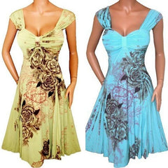 Women Fashion Plus Size Sleeveless Floral Print Collect Waist Chiffon Short Dress (S-XXXXXL) WZC5078