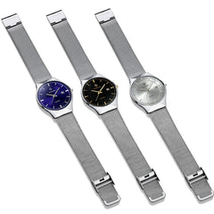 WWOOR Watch Men Date Quartz-watch Stainless Steel Mesh Strap Ultra Thin Dial Clock