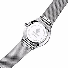 WWOOR Watch Men Date Quartz-watch Stainless Steel Mesh Strap Ultra Thin Dial Clock