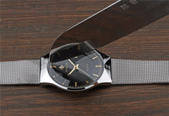 WWOOR Watch Men Date Quartz-watch Stainless Steel Mesh Strap Ultra Thin Dial Clock