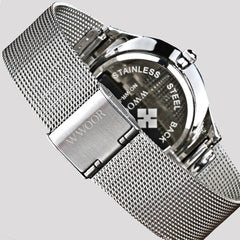 WWOOR Watch Men Date Quartz-watch Stainless Steel Mesh Strap Ultra Thin Dial Clock