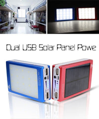 Solar Panel Battery Charger Dual USB Power Bank with LED light 25000mAh