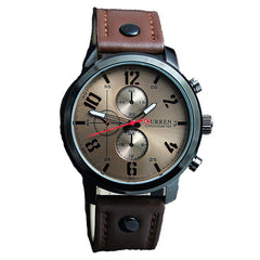 Men's Fashion Leather Stainless Steel Sport Analog Quartz Wrist Watch Waterproof