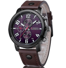 Men's Fashion Leather Stainless Steel Sport Analog Quartz Wrist Watch Waterproof