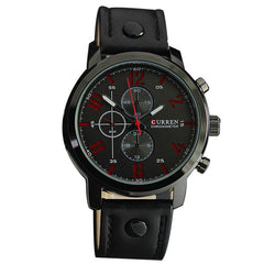 Men's Fashion Leather Stainless Steel Sport Analog Quartz Wrist Watch Waterproof