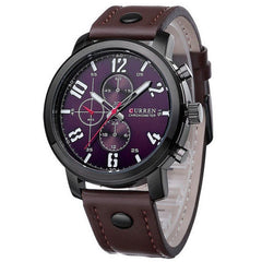 Men's Fashion Leather Stainless Steel Sport Analog Quartz Wrist Watch Waterproof