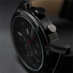 Men's Fashion Leather Stainless Steel Sport Analog Quartz Wrist Watch Waterproof