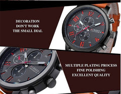 Men's Fashion Leather Stainless Steel Sport Analog Quartz Wrist Watch Waterproof