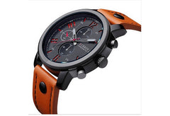 Men's Fashion Leather Stainless Steel Sport Analog Quartz Wrist Watch Waterproof