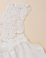 Fashion Women Casual Chiffon Dress V neck Short Sleeve Lace Crochet Patchwork Hollow Out Mini Loose Beach Dress Plus Size