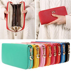 Korea Fashion Women's 3D Bow Knot Decoration Long Wallet Female Portable Leather Tote Purse