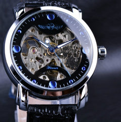 Top Amazing Winner Schwarz Blau Dial Herren-Uhren Skeleton mechanische automatische Uhr Designer-Uhr-Mann-Armbanduhr