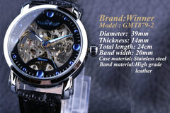 Top Amazing Winner Schwarz Blau Dial Herren-Uhren Skeleton mechanische automatische Uhr Designer-Uhr-Mann-Armbanduhr