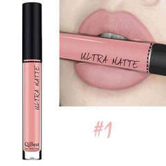 Qibest 10 Colors Nude Matte Velvet Glossy Lip gloss Lipstick Lip Cream