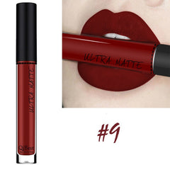 Qibest 10 Colors Nude Matte Velvet Glossy Lip gloss Lipstick Lip Cream