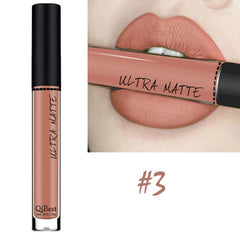Qibest 10 Colors Nude Matte Velvet Glossy Lip gloss Lipstick Lip Cream