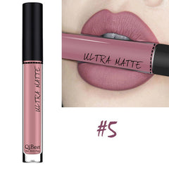 Qibest 10 Colors Nude Matte Velvet Glossy Lip gloss Lipstick Lip Cream