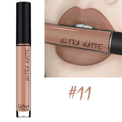 Qibest 10 Colors Nude Matte Velvet Glossy Lip gloss Lipstick Lip Cream