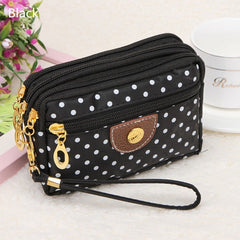 Fashion Women Coin Purse Clutch Wristlet Wallet Bag Multi-layers Polka Dots Phone Key Case Makeup Bag Women Credit Card Holder Tote