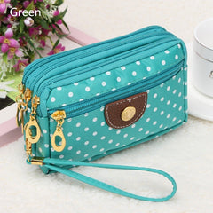 Fashion Women Coin Purse Clutch Wristlet Wallet Bag Multi-layers Polka Dots Phone Key Case Makeup Bag Women Credit Card Holder Tote