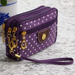 Fashion Women Coin Purse Clutch Wristlet Wallet Bag Multi-layers Polka Dots Phone Key Case Makeup Bag Women Credit Card Holder Tote