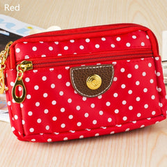 Fashion Women Coin Purse Clutch Wristlet Wallet Bag Multi-layers Polka Dots Phone Key Case Makeup Bag Women Credit Card Holder Tote