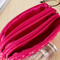 Fashion Women Coin Purse Clutch Wristlet Wallet Bag Multi-layers Polka Dots Phone Key Case Makeup Bag Women Credit Card Holder Tote
