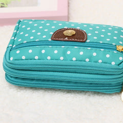 Fashion Women Coin Purse Clutch Wristlet Wallet Bag Multi-layers Polka Dots Phone Key Case Makeup Bag Women Credit Card Holder Tote