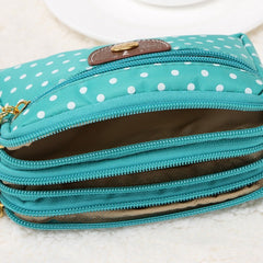 Fashion Women Coin Purse Clutch Wristlet Wallet Bag Multi-layers Polka Dots Phone Key Case Makeup Bag Women Credit Card Holder Tote