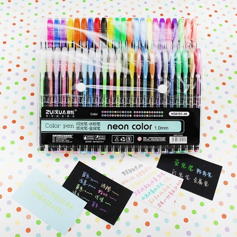 48pcs HOT Gel Pens or Gel Refills Rollerball Pastel Neon Glitter Pen Drawing Color Pen WH120