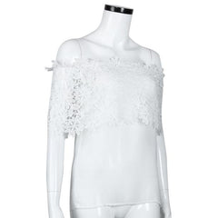 Fantastic Sexy Women Off Shoulder Casual Tops Blouse Lace Crochet Chiffon Shirt  Black/White S/M/L/XL/XXL/XXL