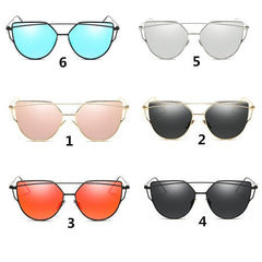 Sexy New Cat Eye Sunglasses 2017 Woman 7 Color Metal Oversized Eye Cat Sunglasses Women Brand Uv400 Mirror Lentes