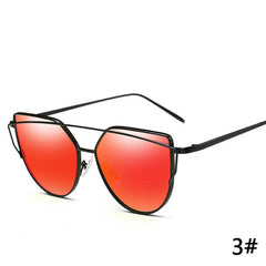 Sexy New Cat Eye Sunglasses 2017 Woman 7 Color Metal Oversized Eye Cat Sunglasses Women Brand Uv400 Mirror Lentes