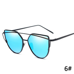 Sexy New Cat Eye Sunglasses 2017 Woman 7 Color Metal Oversized Eye Cat Sunglasses Women Brand Uv400 Mirror Lentes