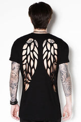Men's Summer Tights Sports Fitness Wear Short Sleeved T-shirt Hole Round Neck