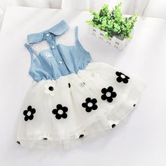Infant Baby Girls Kids Princess Dress Denim Vest Tulle Skirt Tutu Dress