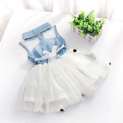 Infant Baby Girls Kids Princess Dress Denim Vest Tulle Skirt Tutu Dress
