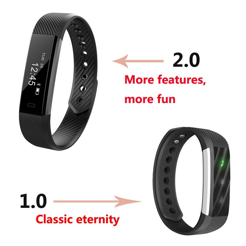 Smart Bluetooth Bracelet Information Push Call Prompts Sports Bracelet Pedometer Mileage Calorie Sleep Monitor Remote Camera 1.0＆2.0