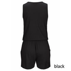 Beach Casual V-neck Fashion Sleeveless Zipper Slim Woman's Jumpsuit Rompers