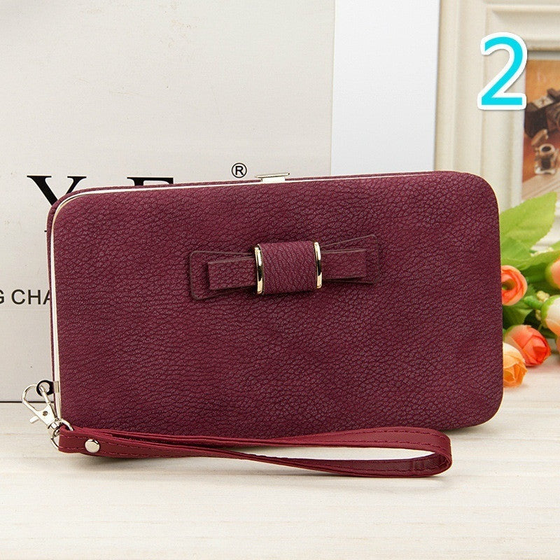 Women Bowknot Wallet Long Purse Phone Card Holder Clutch Large Capacity Pocket