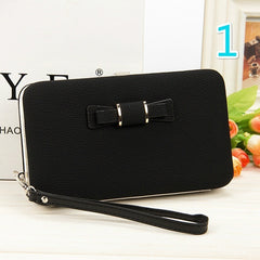 Women Bowknot Wallet Long Purse Phone Card Holder Clutch Large Capacity Pocket