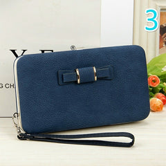 Women Bowknot Wallet Long Purse Phone Card Holder Clutch Large Capacity Pocket