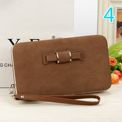 Women Bowknot Wallet Long Purse Phone Card Holder Clutch Large Capacity Pocket