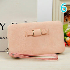Women Bowknot Wallet Long Purse Phone Card Holder Clutch Large Capacity Pocket