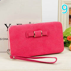 Women Bowknot Wallet Long Purse Phone Card Holder Clutch Large Capacity Pocket