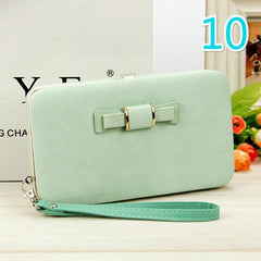 Women Bowknot Wallet Long Purse Phone Card Holder Clutch Large Capacity Pocket