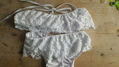 fashion women lace bikini swimsuit sexy low waist women swimwear lace bikini set white black