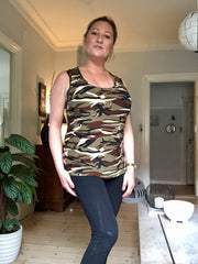 Women Fashion Casual Army Camo Camouflage Tank Top Sleeveless O-neck Slim Shirt