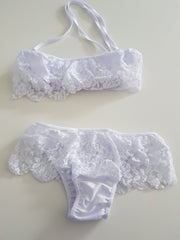 fashion women lace bikini swimsuit sexy low waist women swimwear lace bikini set white black