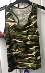Women Fashion Casual Army Camo Camouflage Tank Top Sleeveless O-neck Slim Shirt
